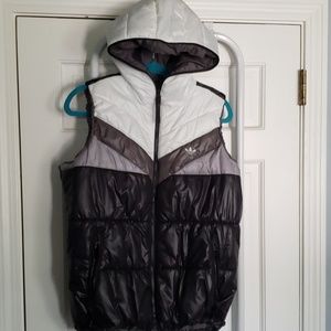 Adidas Full zip hooded puffer vest.